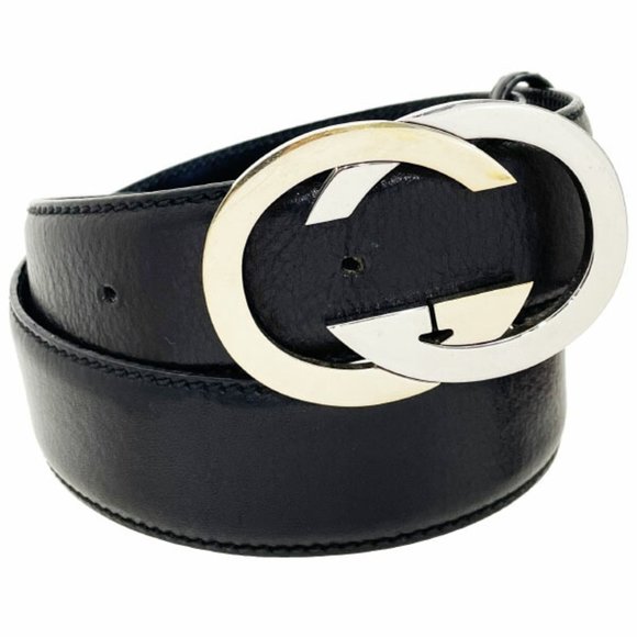 GUCCI Other - Gucci Belt Interlocking G Men's Leather Black Size 80cm 132211 GUCCI GG Mark ...